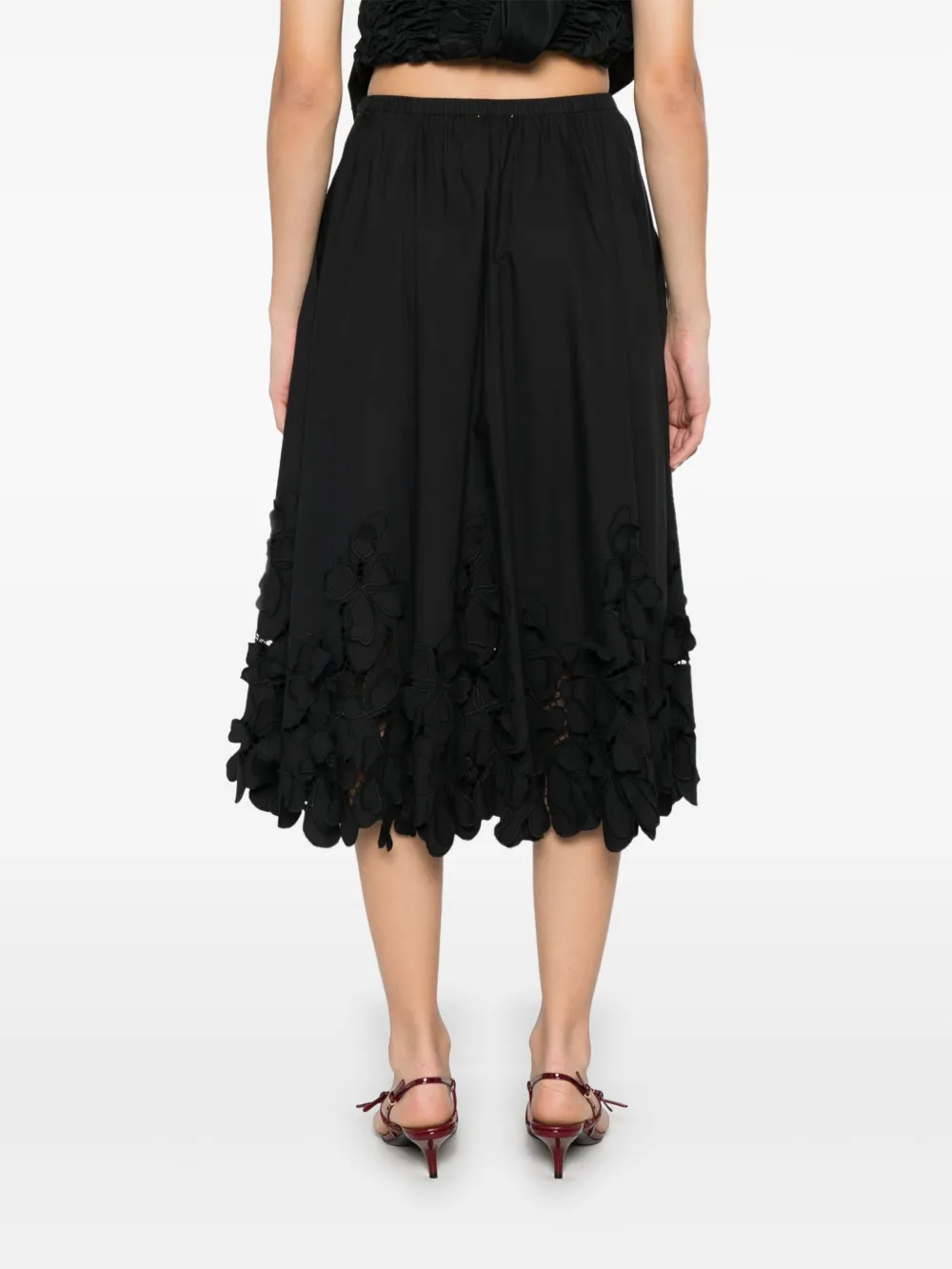 FORTE FORTE FLORAL-APPLIQUÉ MIDI SKIRT