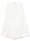 Forte Forte floral-appliqué midi skirt - White