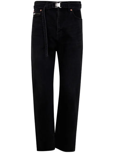 sacai belted straight jeans