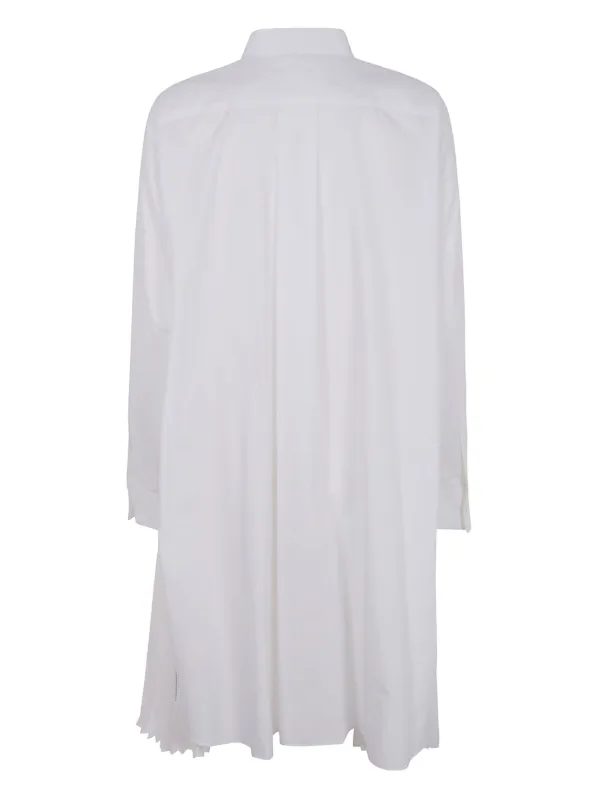 Sacai Pleated Shirtdress | White | FARFETCH