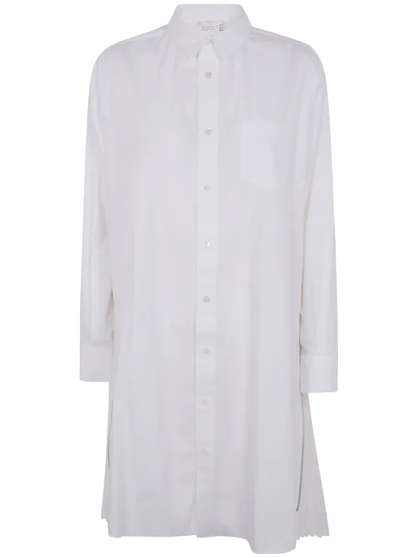 Sacai Pleated Shirtdress in White