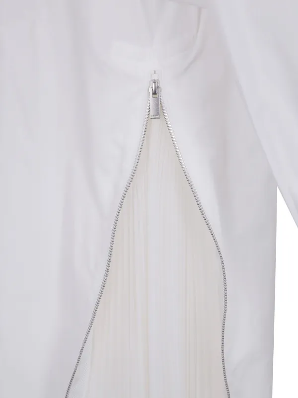 Sacai Pleated Shirtdress | White | FARFETCH