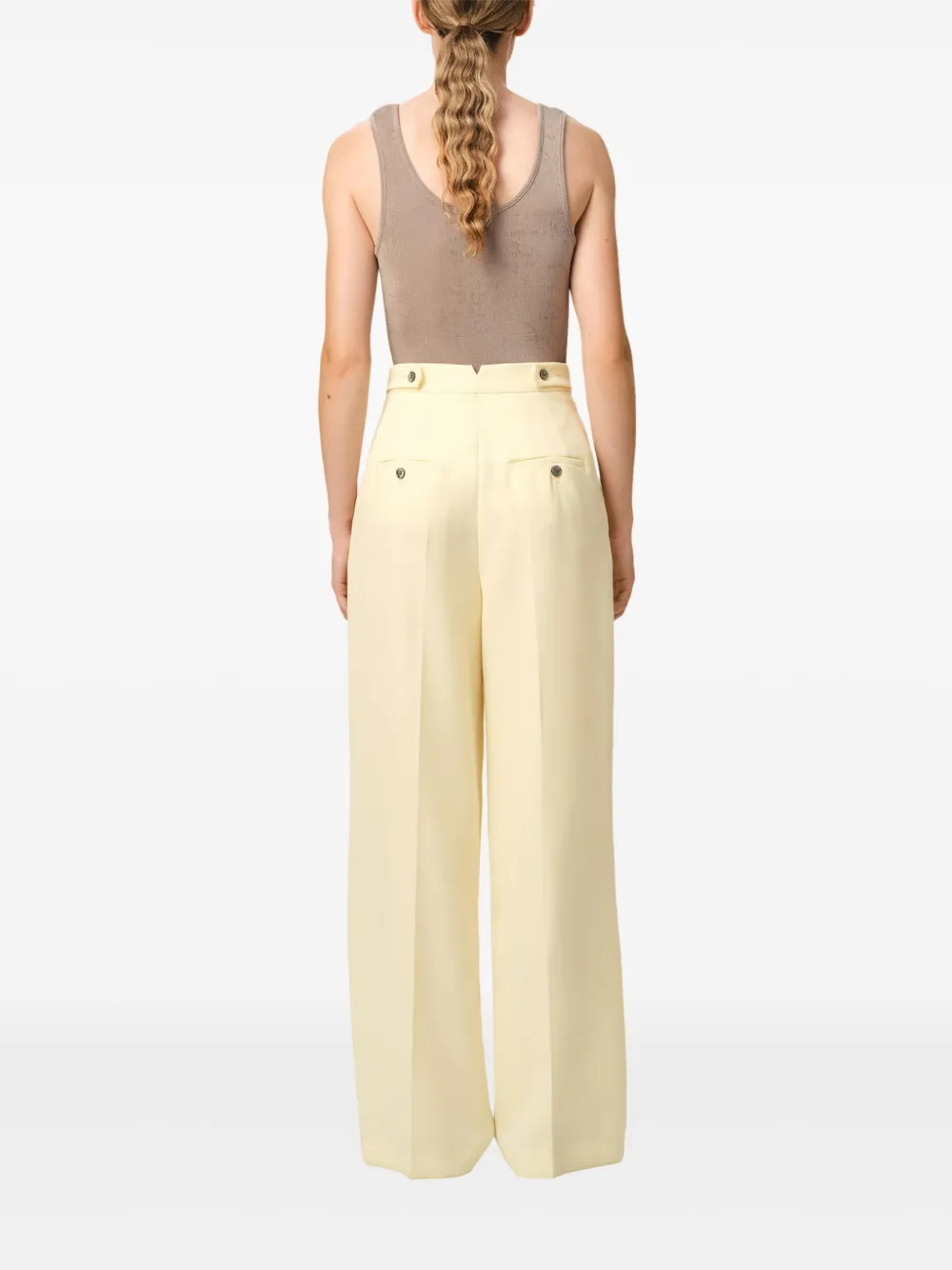 AMI Paris High waist broek Beige