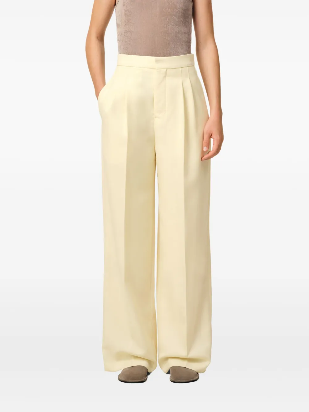 AMI Paris High waist broek Beige