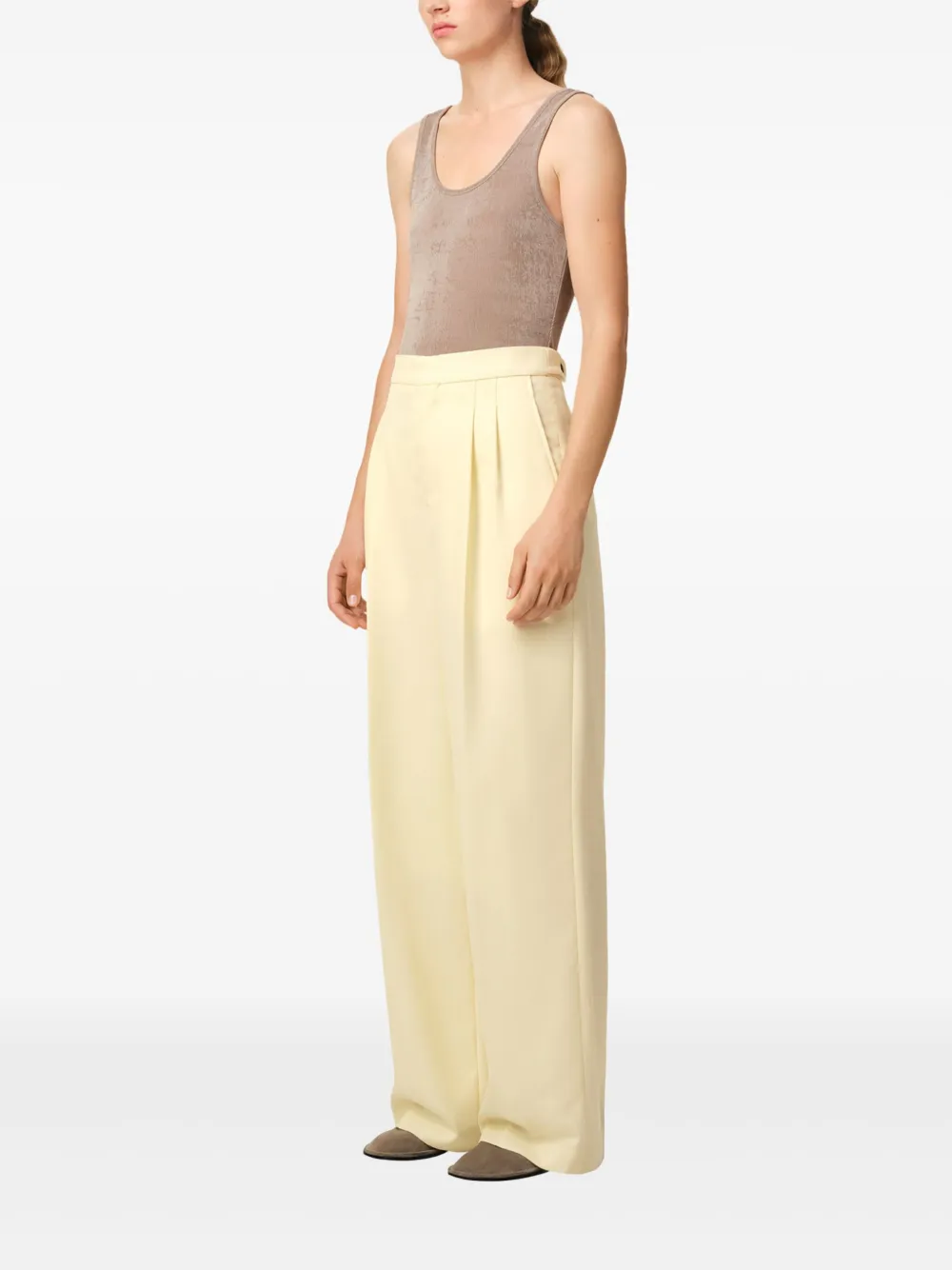 AMI Paris High waist broek Beige