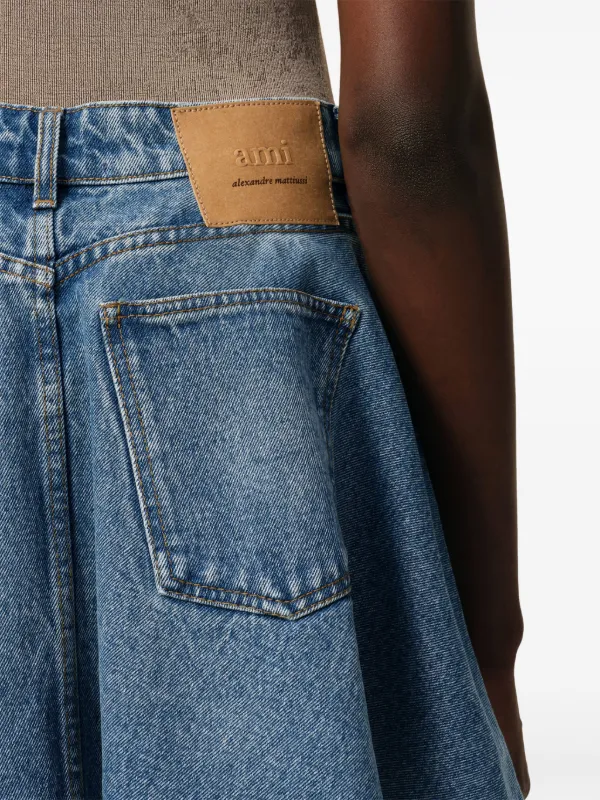 ★AMI PARIS★Cotton mini skirt★大人気★ AMI Paris Flared Miniskirt | Blue | FARFETCH