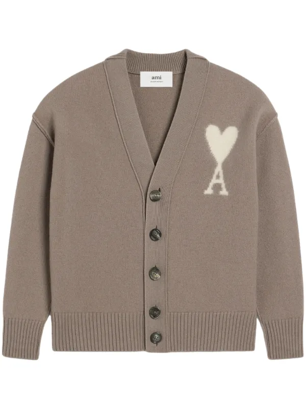 ★人気★ AMI de Coeur Wool Cardigan Champagne AMI Tonal Ami de Coeur Cardigan - Feuille Luxury