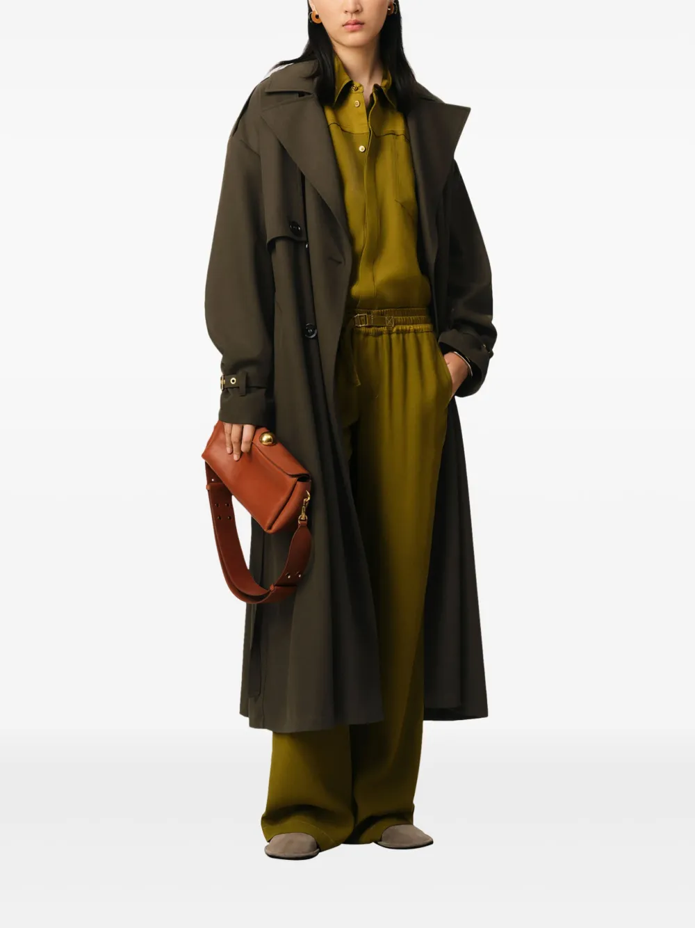 AMI Paris Trenchcoat met ceintuur - Groen