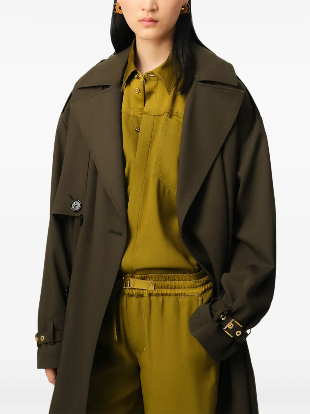 AMI Paris Trenchcoat met ceintuur Groen