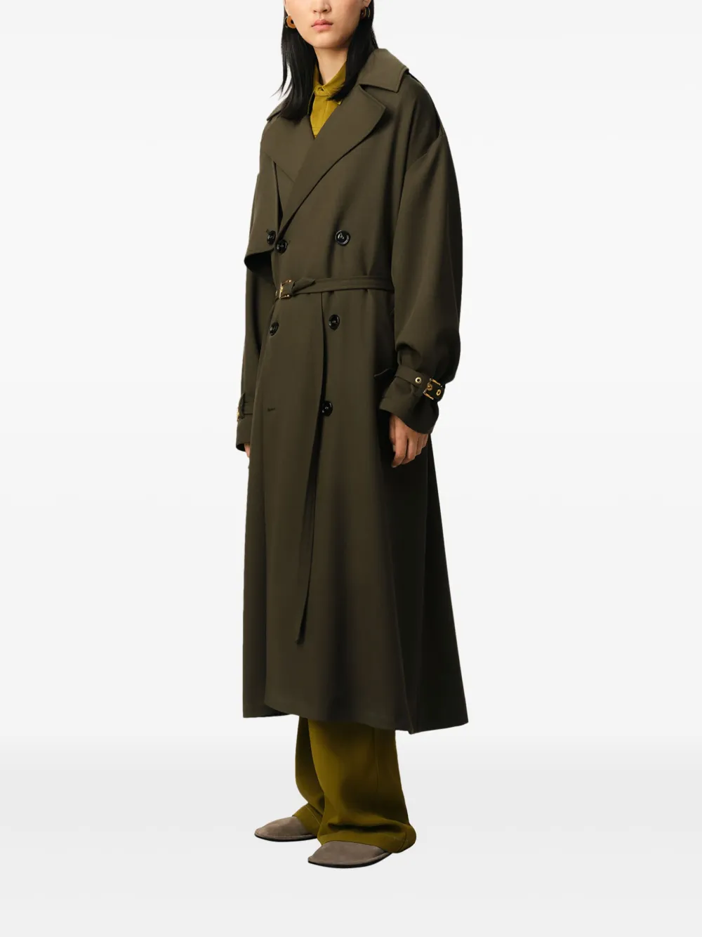 AMI Paris Trenchcoat met ceintuur Groen