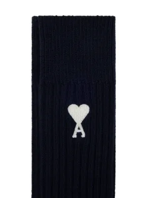 ★AMI PARIS★Black Cotton Ami de coeur Thin Socks★ Ami Alexandre Mattiussi Ami De Coeur Thin Socks Black | ModeSens