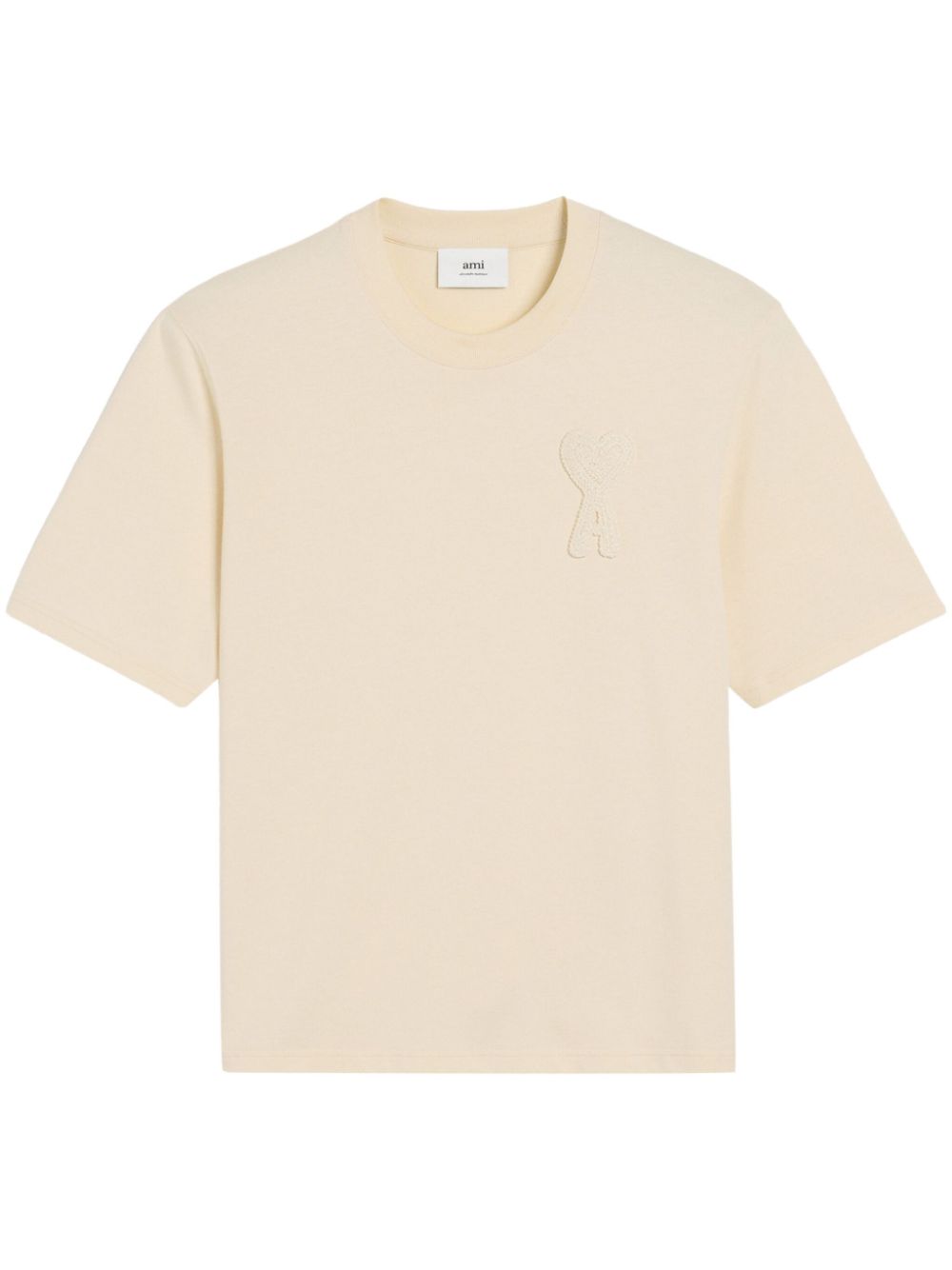 Ami Alexandre Mattiussi Organic Cotton Embossed Logo T-shirt In White Cream