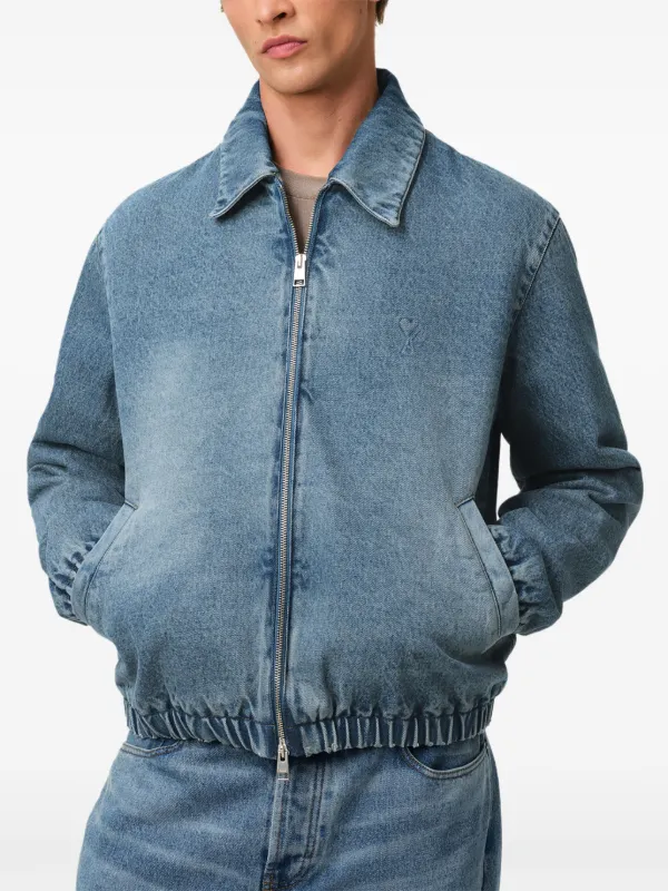 【関税込み】AMI Paris ブルー Ami de Coeur デニムジャケット AMI Paris Ami De Coeur デニムジャケット | ブルー | FARFETCH JP