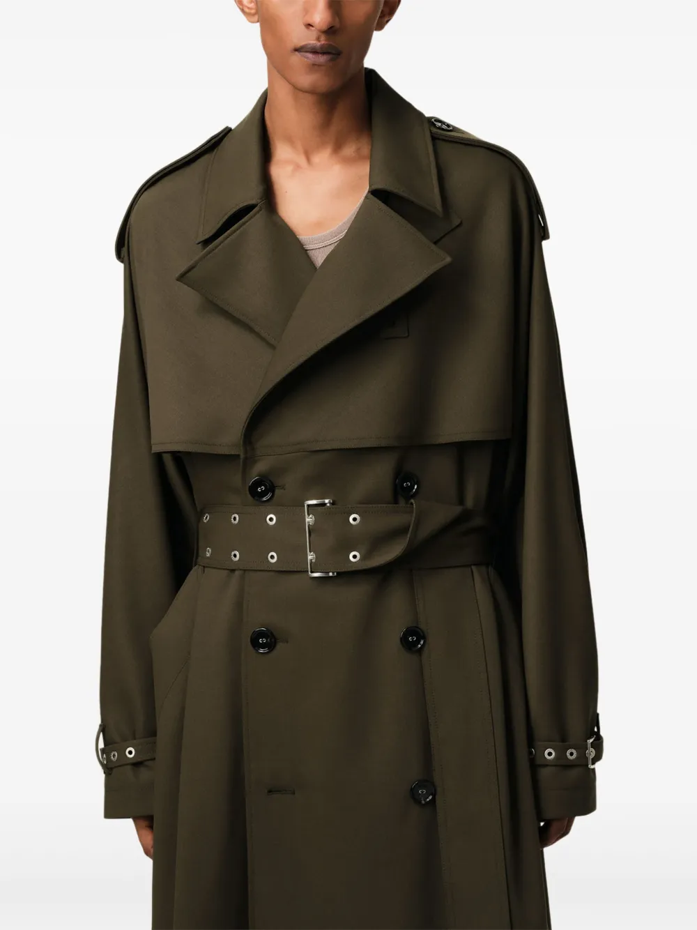 AMI Paris Trenchcoat met dubbele rij knopen Groen