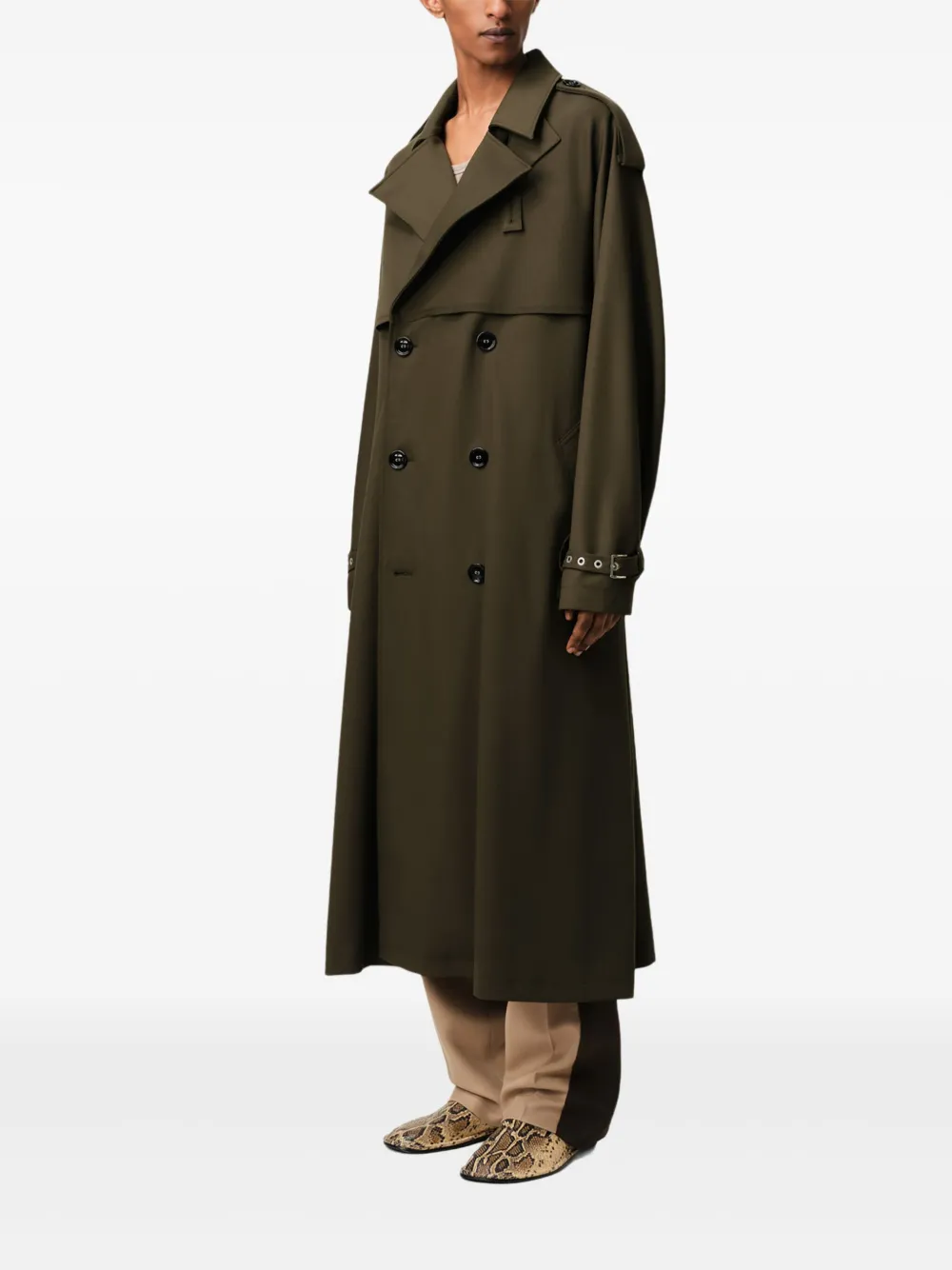 AMI Paris Trenchcoat met dubbele rij knopen Groen