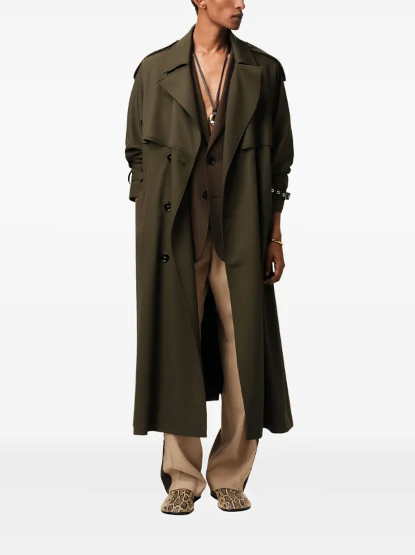 【Amiur】trench big cape coat AMI Paris Double Breasted Trench Coat | Green | FARFETCH PL