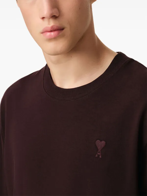 AMI Paris Ami De Coeur T-shirt | Brown | FARFETCH JO
