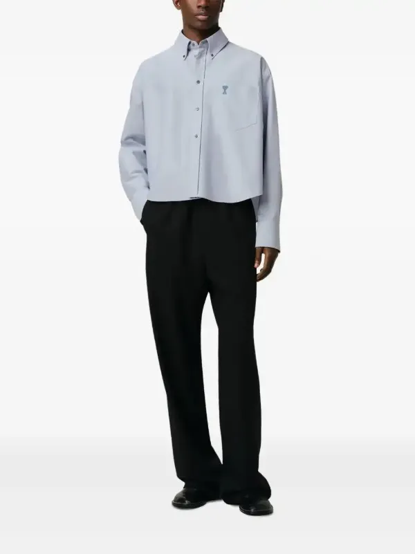 AMI Paris button-down Cropped Shirt | Blue | FARFETCH