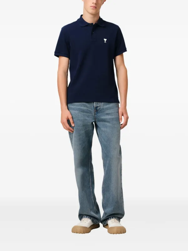 AMI Paris Ami De Coeur Polo Shirt | Blue | FARFETCH