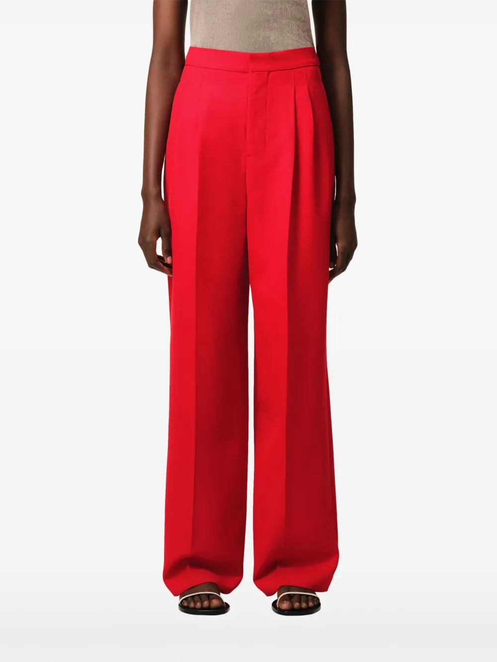 AMI Paris High waist broek met wijde pijpen Rood