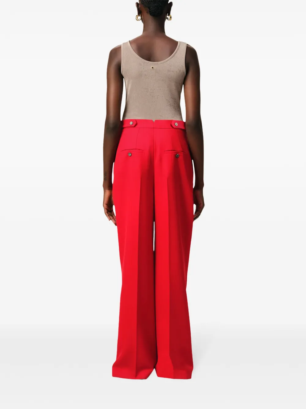 AMI Paris High waist broek met wijde pijpen Rood