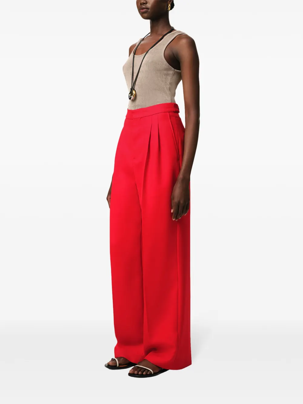 AMI Paris High waist broek met wijde pijpen Rood