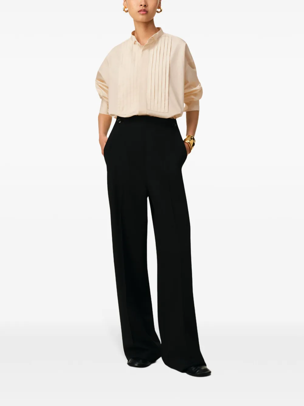AMI Paris Geplooid shirt Beige