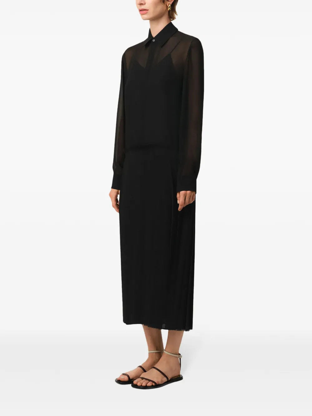 Shop Ami Alexandre Mattiussi Pleated Maxi Dress In Black