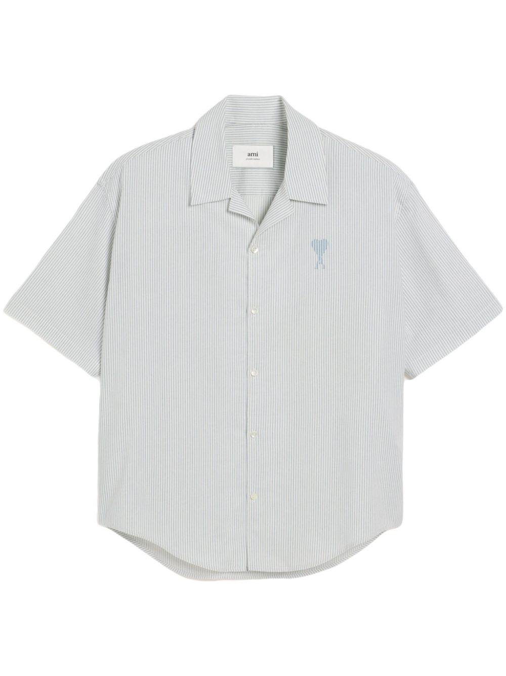 Ami Alexandre Mattiussi White Blue Striped Shirt In White/blue Note