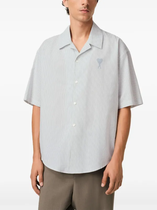 AMI Paris Camisa Mangas Curtas Com Colarinho | Branco | FARFETCH BR