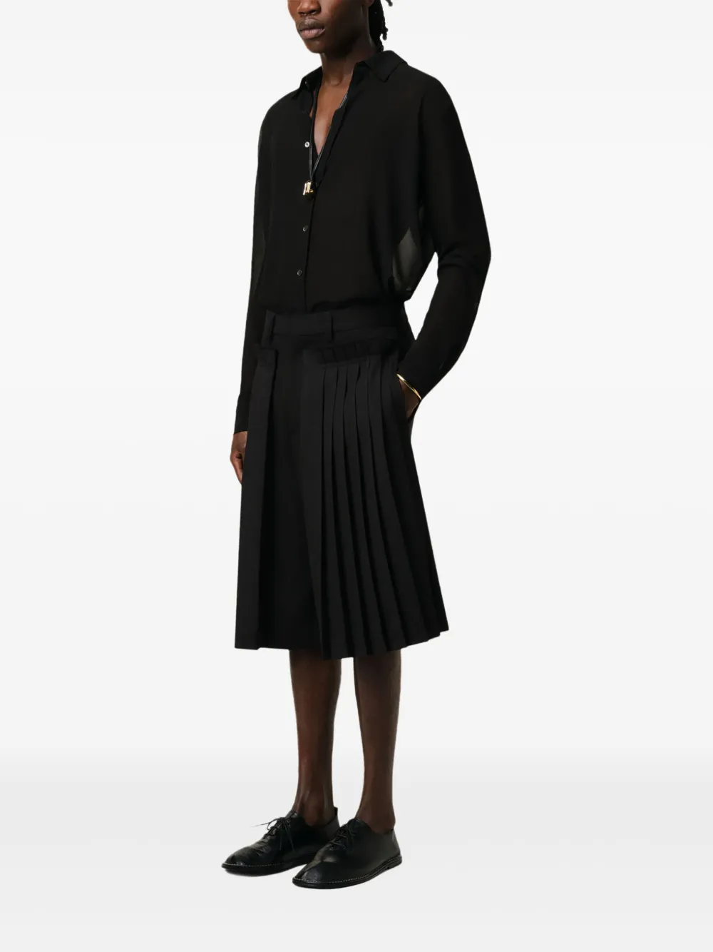 AMI Paris Geplooide bermuda shorts Zwart