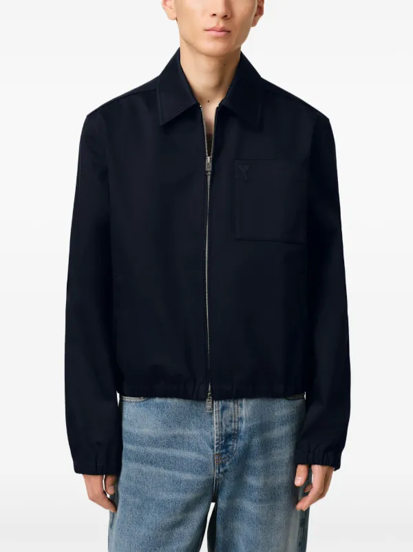 AMI Paris Ami De Coeur Zipped Jacket | Blue | FARFETCH GE