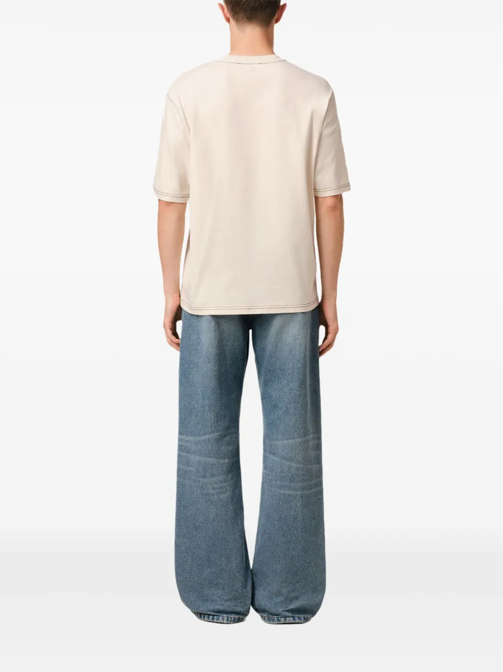AMI Paris T-shirt met print Beige