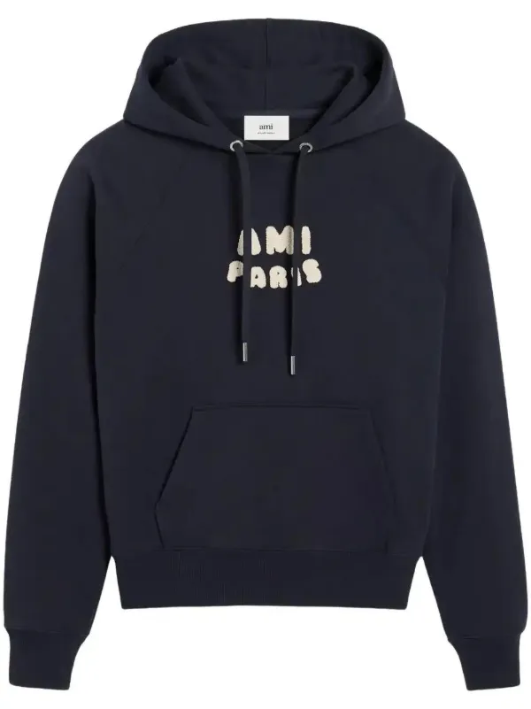Ami paris パーカー　Mサイズ AMI Paris logo-print Hoodie | Blue | FARFETCH