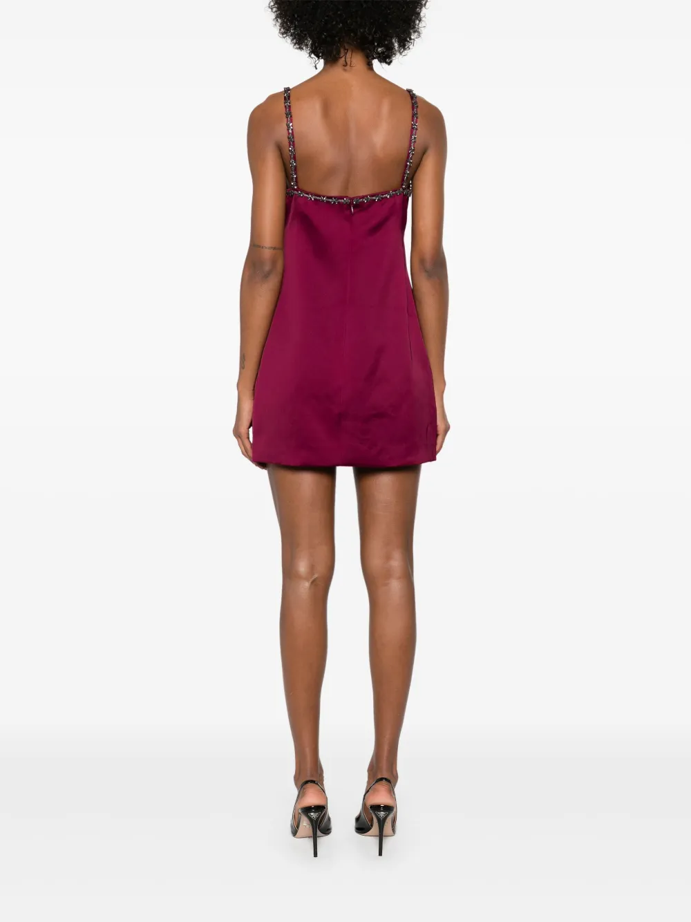 Shop Self-portrait Satin Mini Dress In Rot