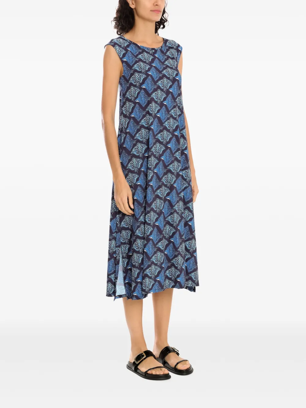 Shop Lygia & Nanny Tie Bio Midi Dress In Blue
