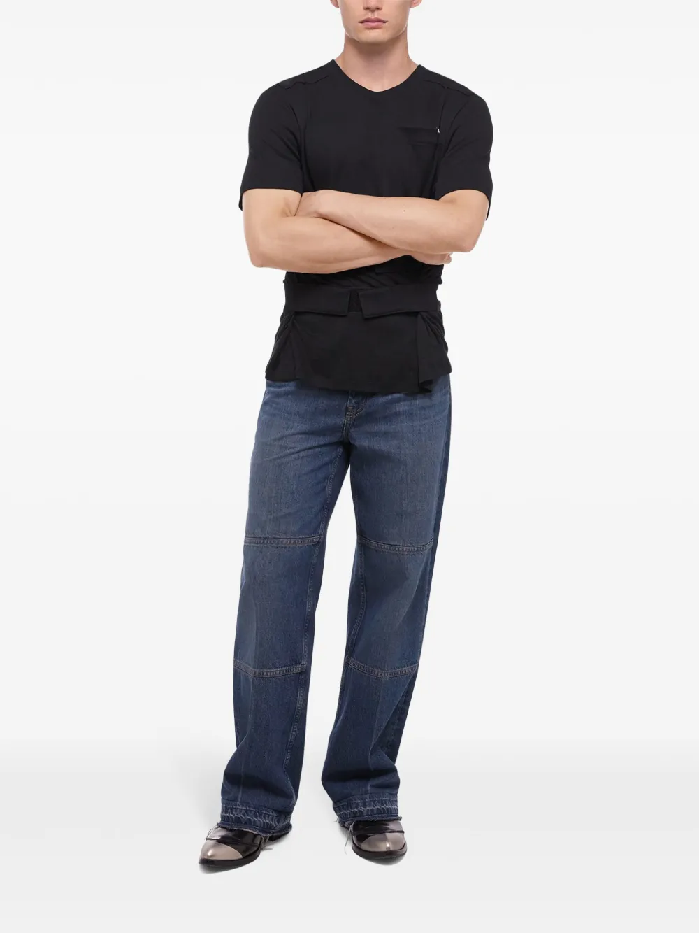Helmut Lang T-shirt met klittenband - Zwart