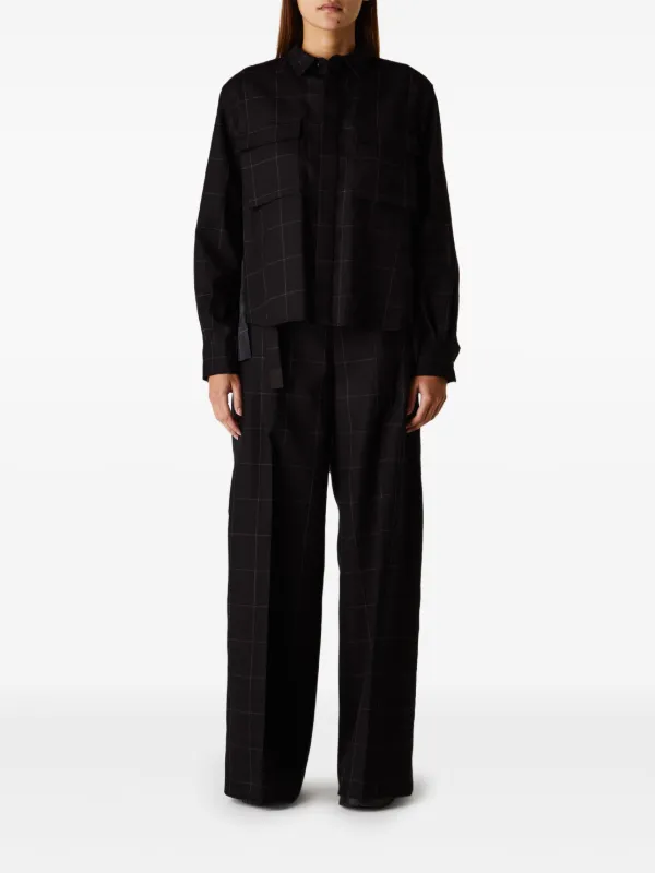 Sacai ウィンドウペン シャツ | ブラック | FARFETCH JP