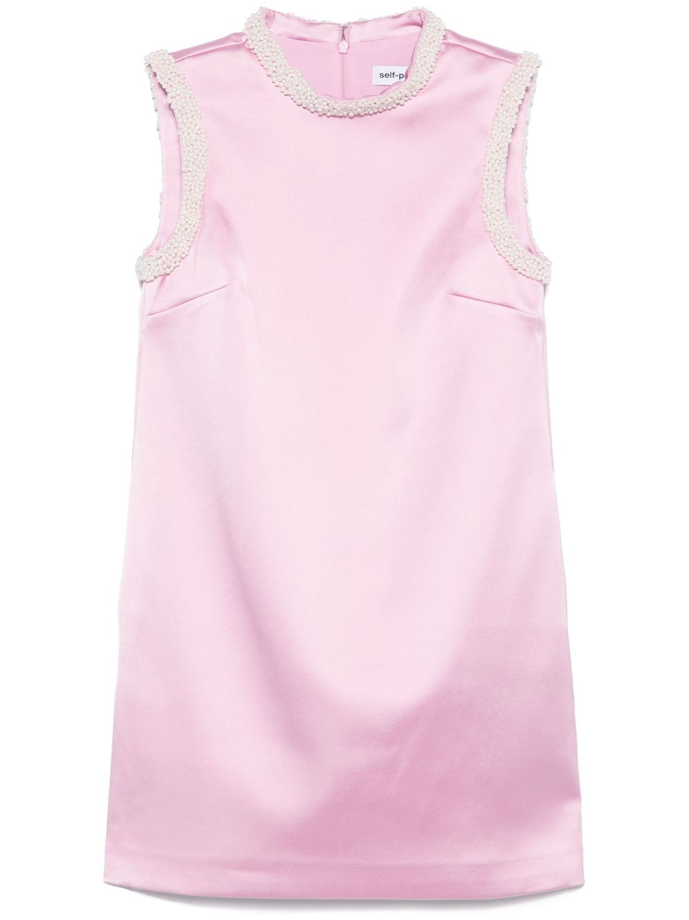 pearl-trim satin mini dress