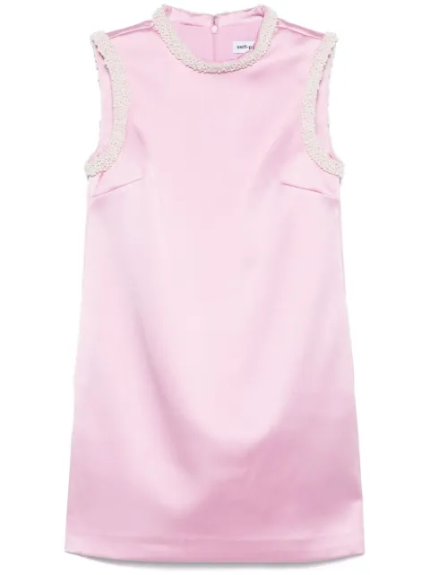 Self-Portrait pearl-trim satin mini dress