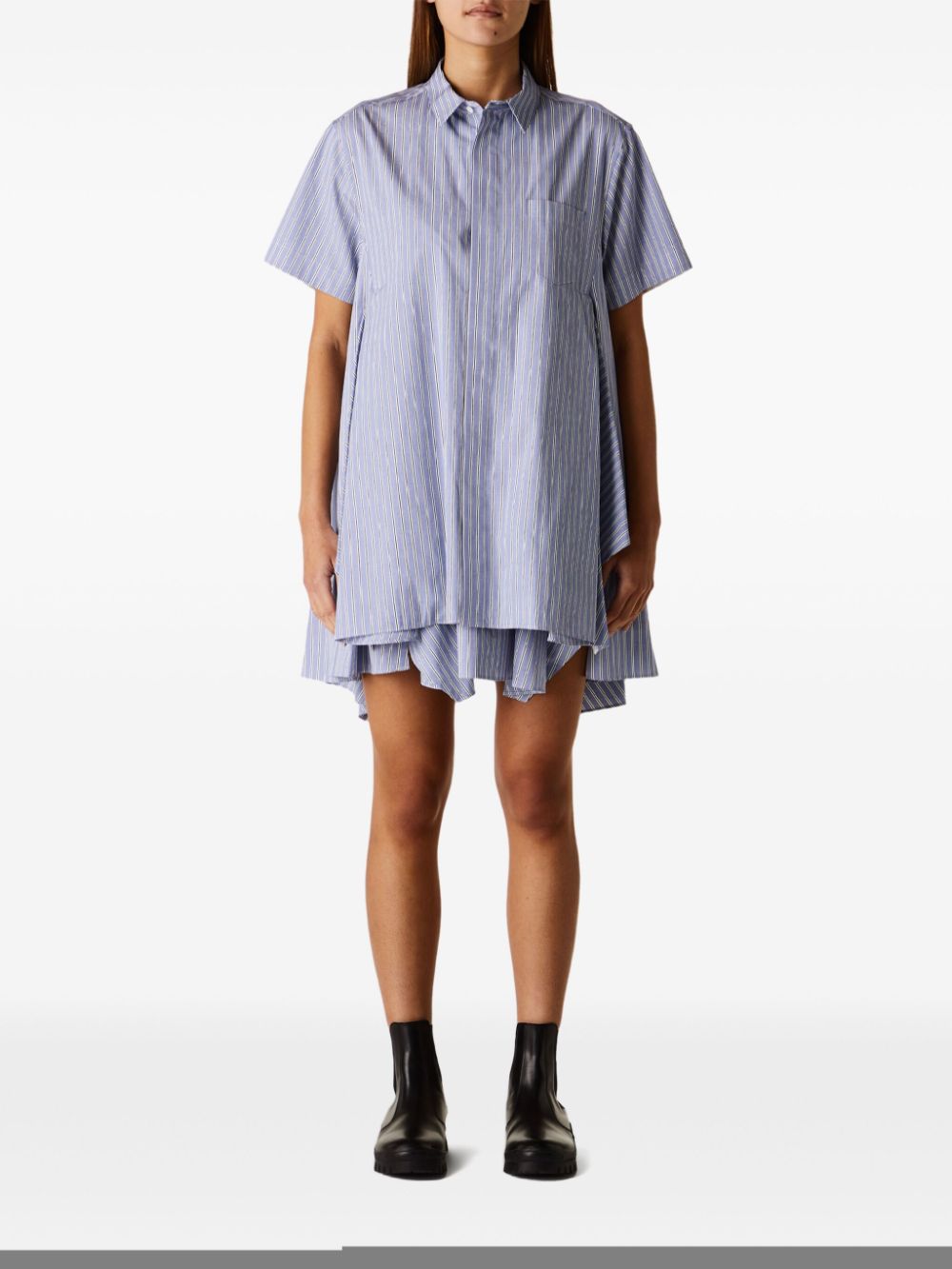 sacai stiped mini dress - Blauw