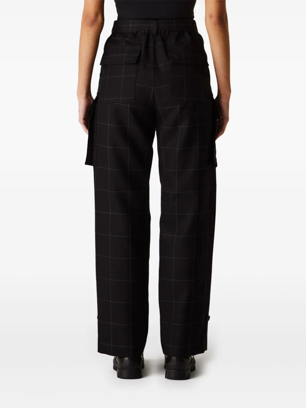 Sacai Windowpane Trousers In Black