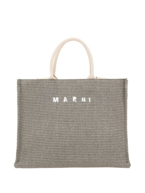 Marni logo-embroidered tote bag Men