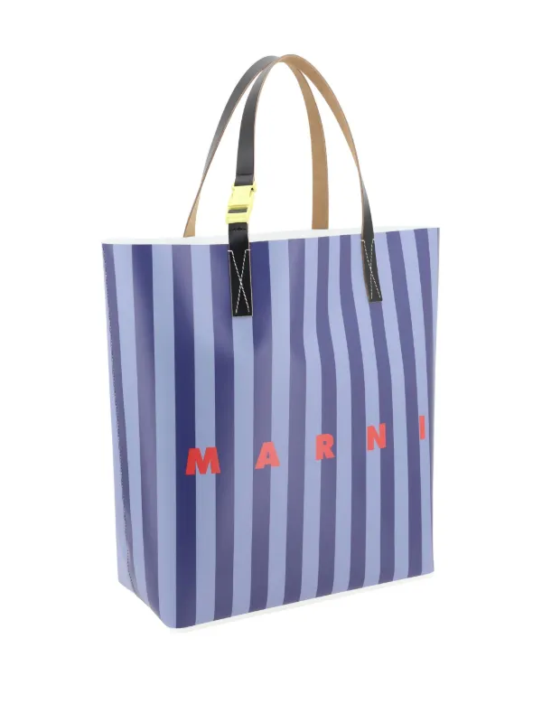 Marni Striped Tote Bag Blue FARFETCH IN