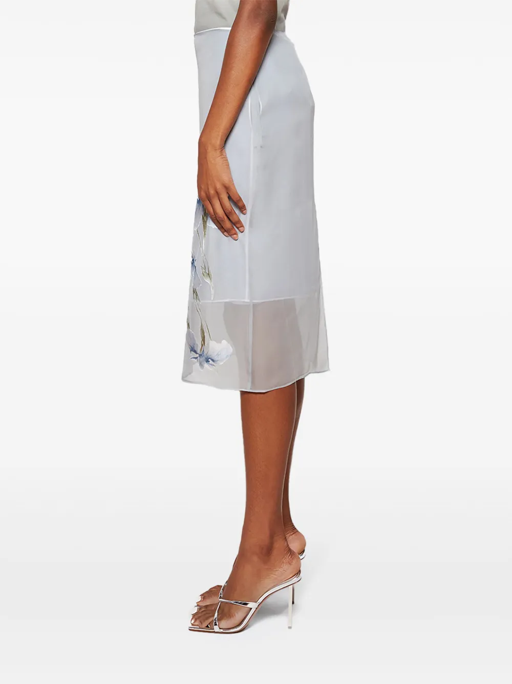 Givenchy Satijnen rok met bloemen-print Blauw
