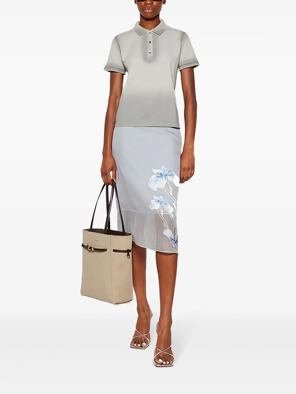  Givenchy Falda Midi Con Estampado Floral - Azul 