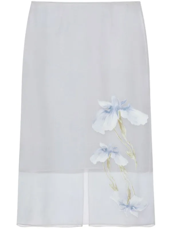 Givenchy Floral-print Midi Skirt in Blue