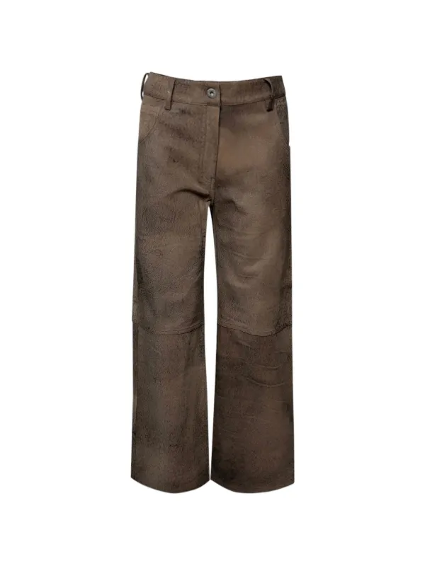 Interior Textured Panel Trousers in Brown