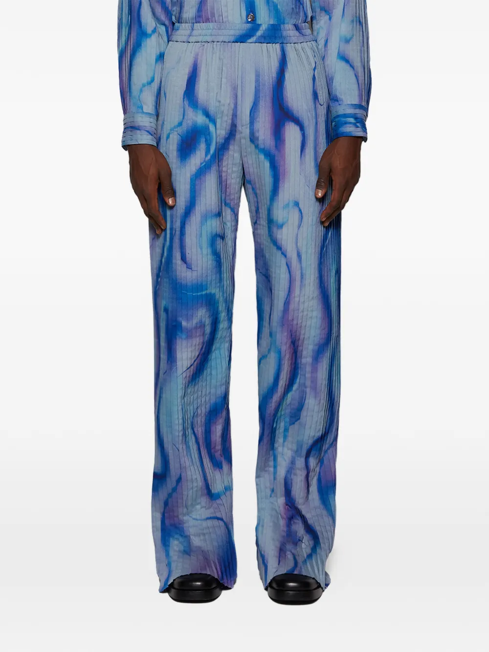 Pleated All-Over Print Trousers