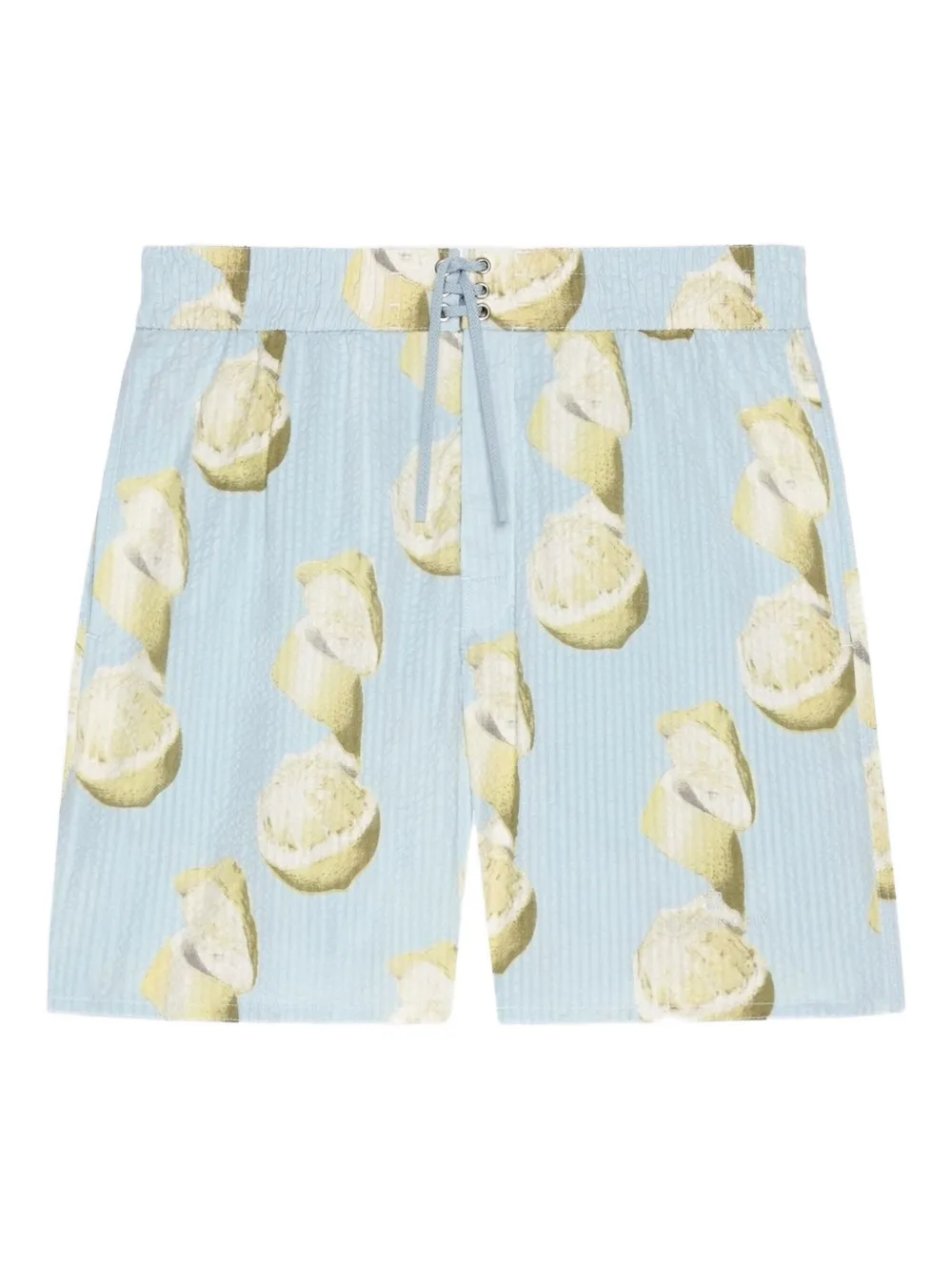 Givenchy lemon-print seersucker swim shorts Blauw